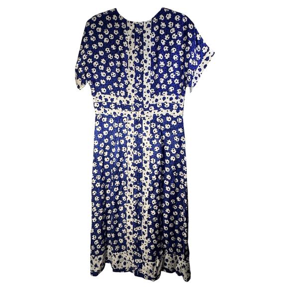 Boden Esmeralda Midi Dress Blue White Geometric Print Size 8 - Picture 2 of 7
